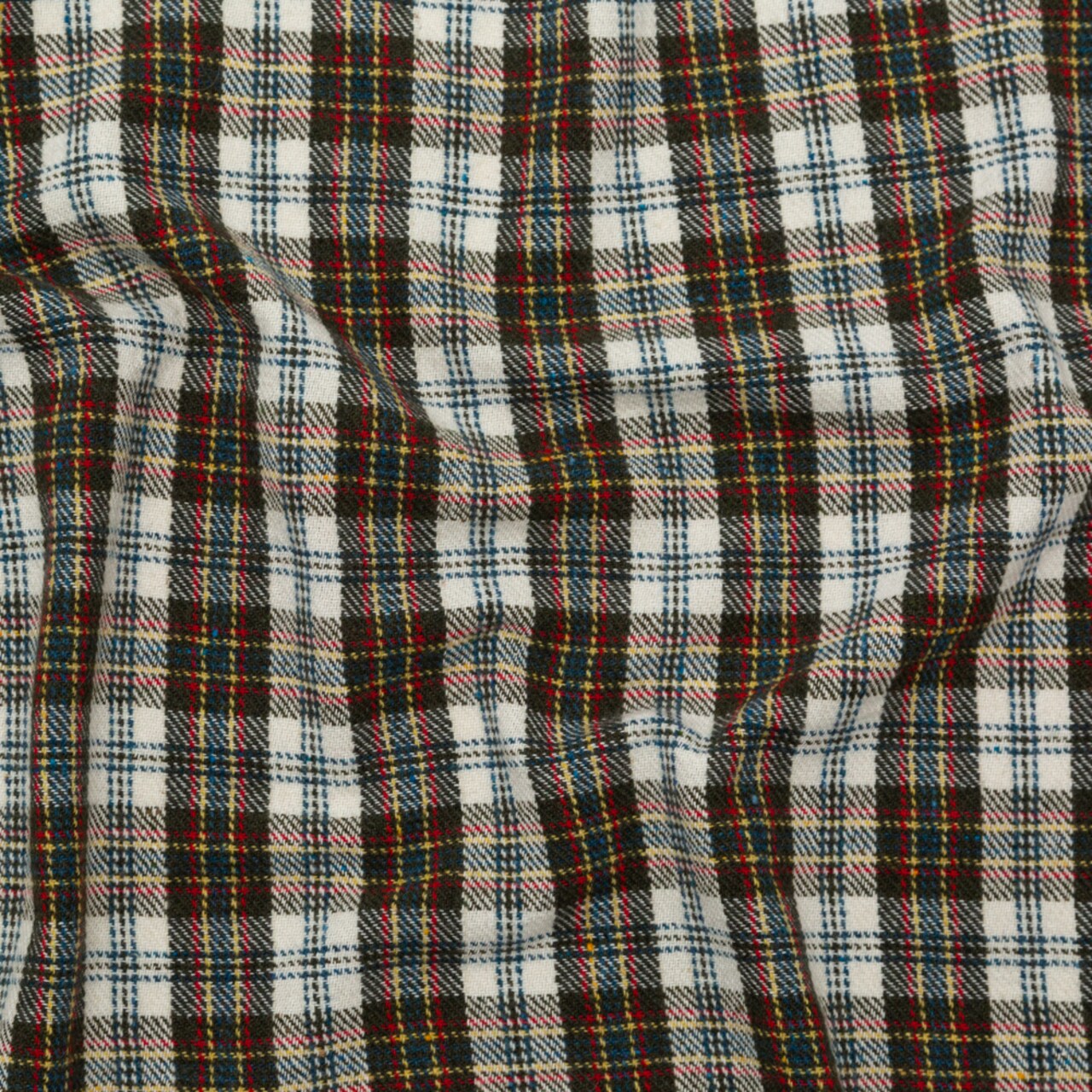 1 Yard Italian Antique Gold Forest Teal and Oatmeal Plaid Wool Twill Coating 61 inch Width